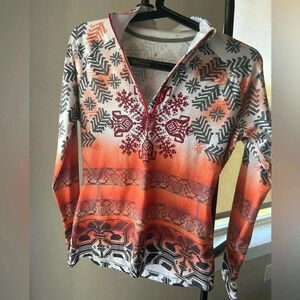 Athleta Aztec snowflake women’s 1/2 zip pullover lightweight sporty jacket small